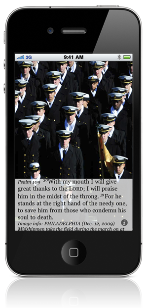 Psalm 109:30 With my mouth I will give great thanks to the LORD; I will praise him in the midst of the throng. 31 For he stands at the right hand of the needy one, to save him from those who condemn his soul to death. Image info: PHILADELPHIA (Dec. 12, 2009) Midshipmen take the field during the march on at the 110th Army-Navy college football game at Lincoln Financial Field in Philadelphia. (U.S. Navy photo by Damon J. Moritz/Released)